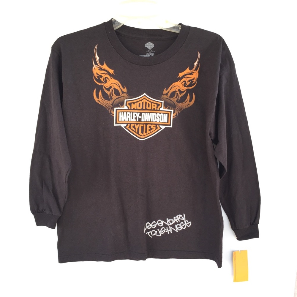 Harley Davidson Boys Long Sleeve Shirt Sz L